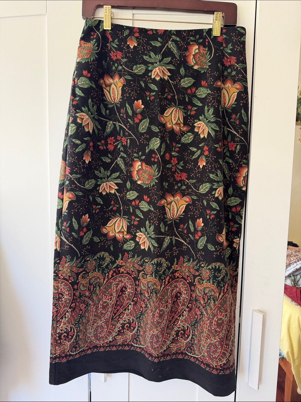 Black Floral Paisley Maxi Skirt